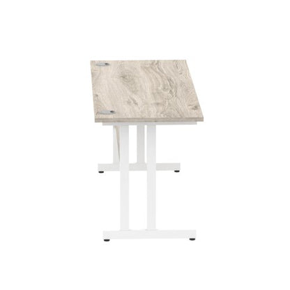Impulse 1600x600 Desk GY Oak WH Leg