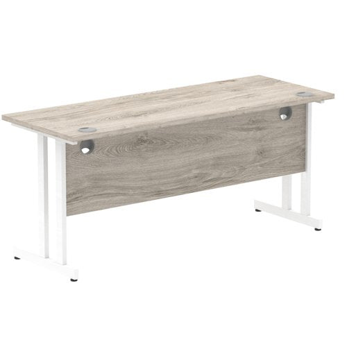 Impulse 1600x600 Desk GY Oak WH Leg
