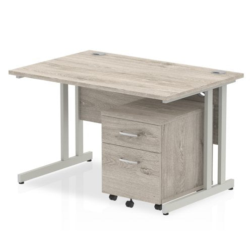 Impulse 1200x800 Desk GO WH 2 Drw Ped