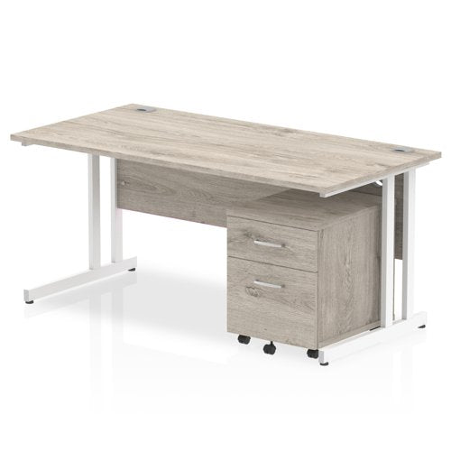 Impulse 1600x800 Desk GO WH 2 Drw Ped