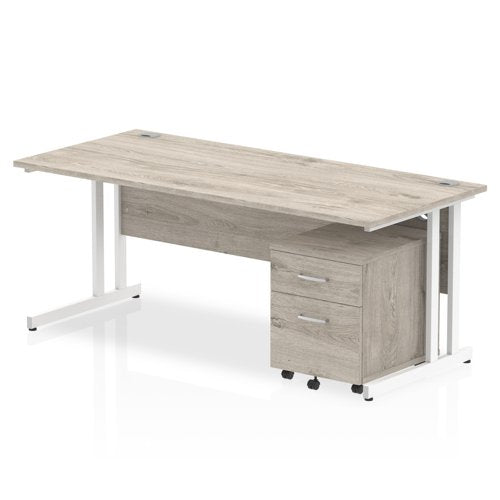 Impulse 1800x800 Desk GO WH 2 Drw Ped
