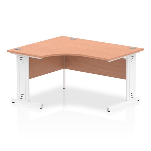 Impulse 1400 LH Desk Beech WH Cbl