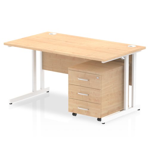 Impulse 1400x800 Desk MP WH 3 Drw Ped
