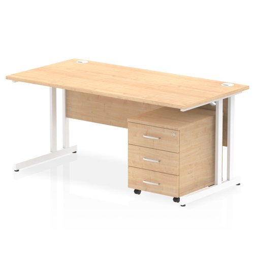 Impulse 1600x800 Desk MP WH 3 Drw Ped