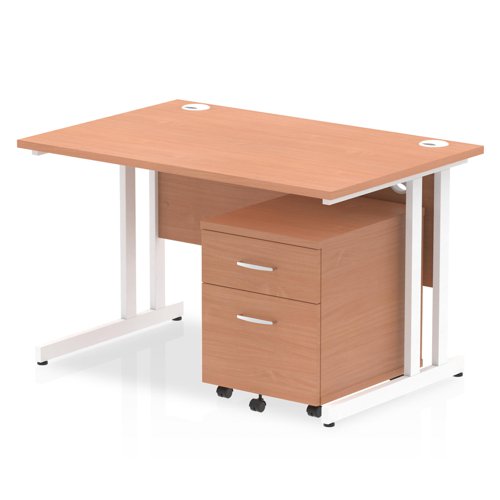 Impulse 1200x800 Desk BE WH 2 Drw Ped