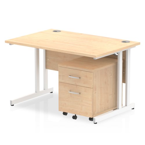 Impulse 1200x800 Desk MP WH 2 Drw Ped