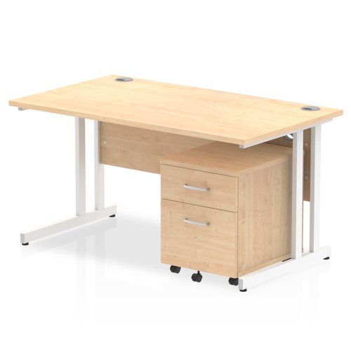 Impulse 1400x800 Desk MP WH 2 Drw Ped