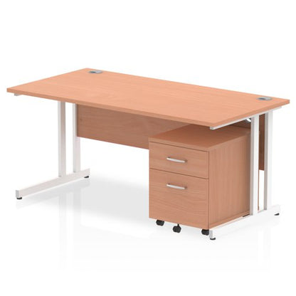 Impulse 1600x800 Desk BE WH 2 Drw Ped