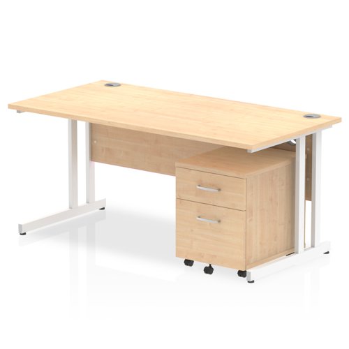 Impulse 1600x800 Desk MP WH 2 Drw Ped