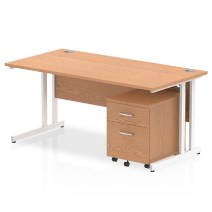 Impulse 1600x800 Desk OK WH 2 Drw Ped