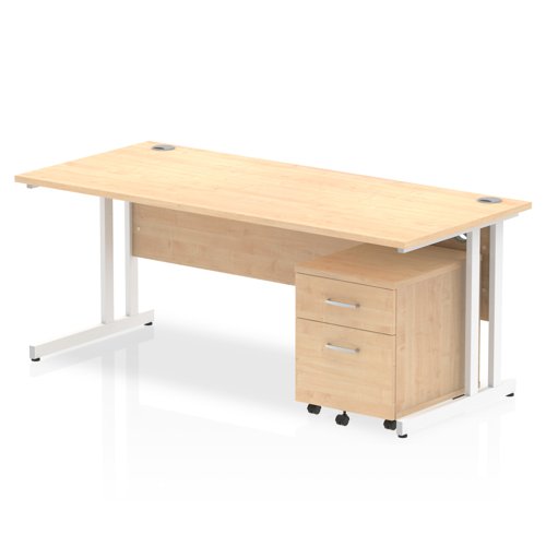 Impulse 1800x800 Desk MP WH 2 Drw Ped