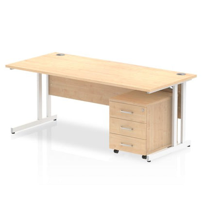 Impulse 1800x800 Desk MP WH 3 Drw Ped