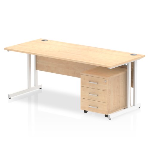 Impulse 1800x800 Desk MP WH 3 Drw Ped