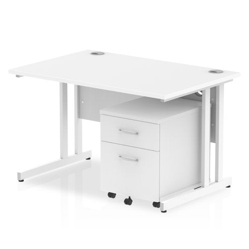 Impulse 1200x800 Desk WH WH 2 Drw Ped