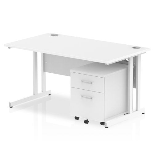 Impulse 1400x800 Desk WH WH 2 Drw Ped