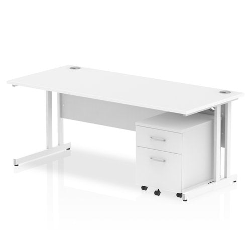 Impulse 1800x800 Desk WH WH 2 Drw Ped