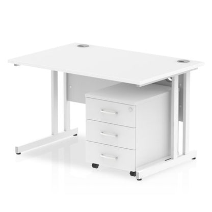 Impulse 1200x800 Desk WH WH 3 Drw Ped