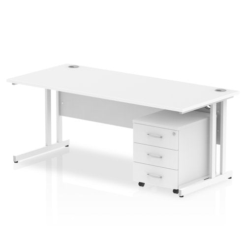 Impulse 1800x800 Desk WH WH 3 Drw Ped