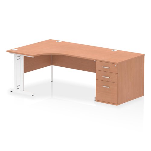 LH Desk & D800 Ped Cbl Man Leg BCHWH