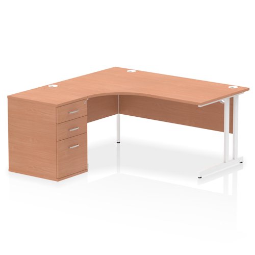 LH Desk & D600 Ped Cant Leg BCHWH