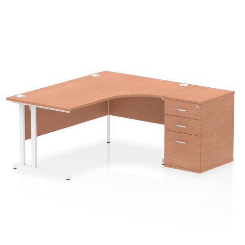 RH Desk & D600 Ped Cant Leg BCHWH