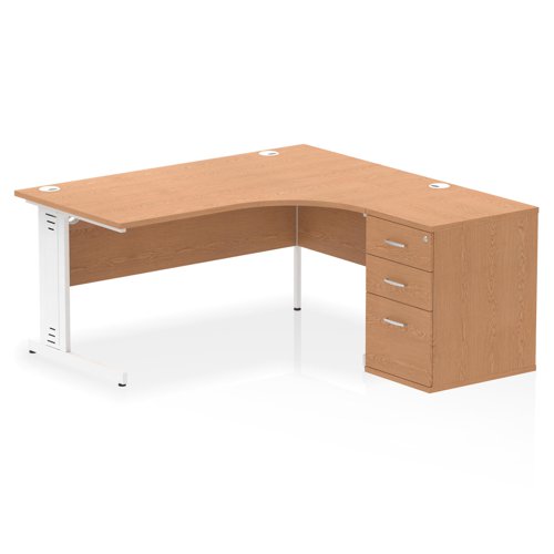 RH Desk & D600 Ped Cbl Man Leg OAKWH