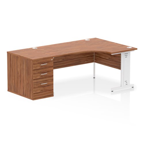 RH Desk & D800 Ped Cbl Man Leg WLTWH