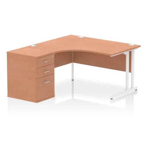 Impulse 1400 LH Desk BE WH 600 DH Ped