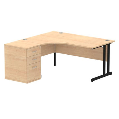 LH Desk & D600 Ped Cant Leg MPEBK