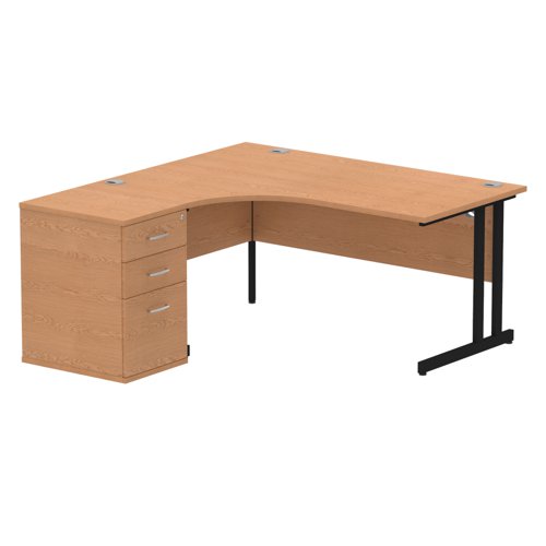 LH Desk & D600 Ped Cant Leg OAKBK