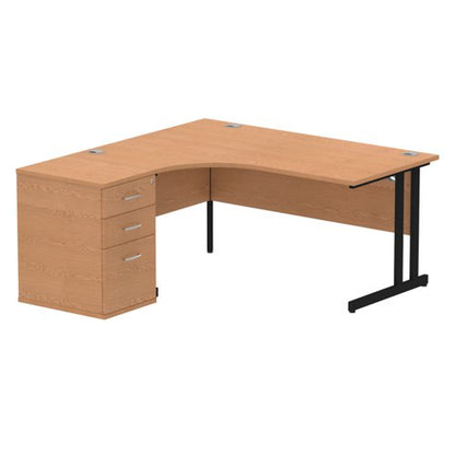 LH Desk & D600 Ped Cant Leg OAKBK