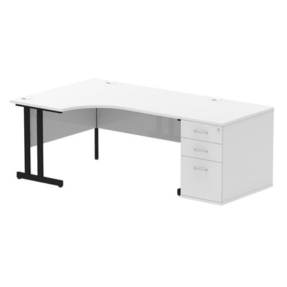 LH Desk & D800 Ped Cant Leg WHBK