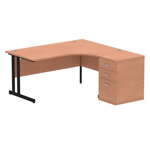 RH Desk & D600 Ped Cant Leg BCHBK
