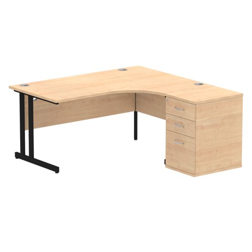 RH Desk & D600 Ped Cant Leg MPEBK