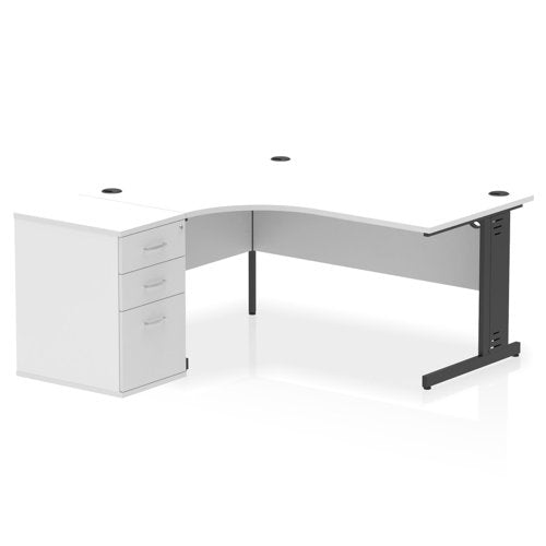 LH Desk & D600 Ped Cbl Man Leg WHBK