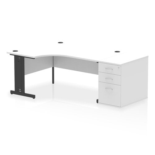 LH Desk & D800 Ped Cbl Man Leg WHBK