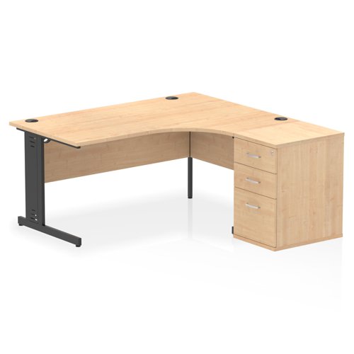 RH Desk & D600 Ped Cbl Man Leg MPEBK
