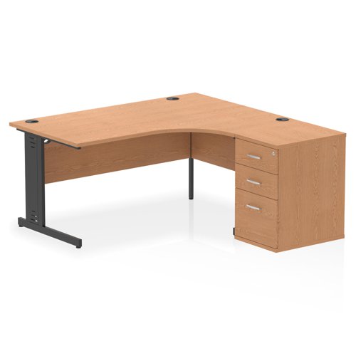 RH Desk & D600 Ped Cbl Man Leg OAKBK