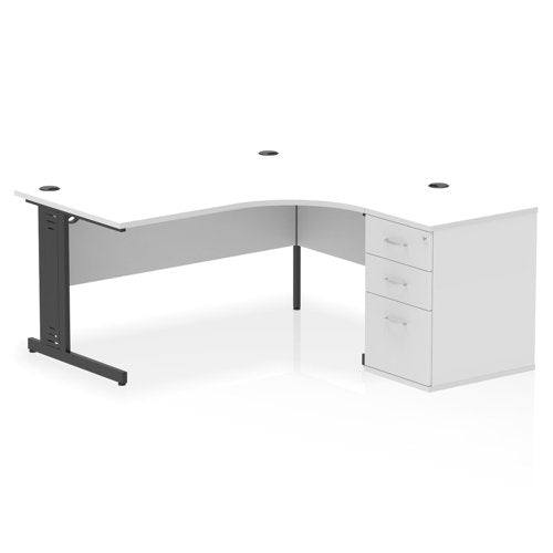RH Desk & D600 Ped Cbl Man Leg WHBK