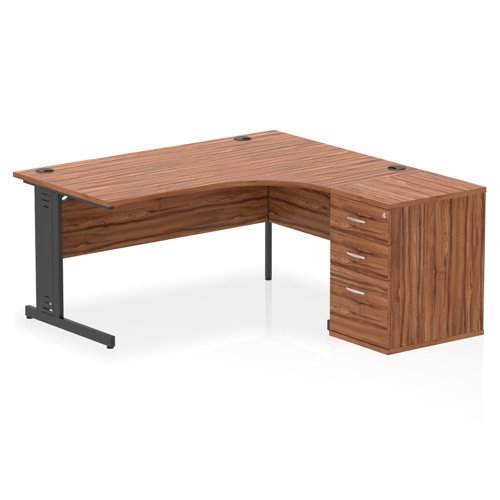 RH Desk & D600 Ped Cbl Man Leg WLTBK