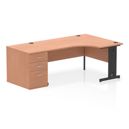 RH Desk & D800 Ped Cbl Man Leg BCHBK