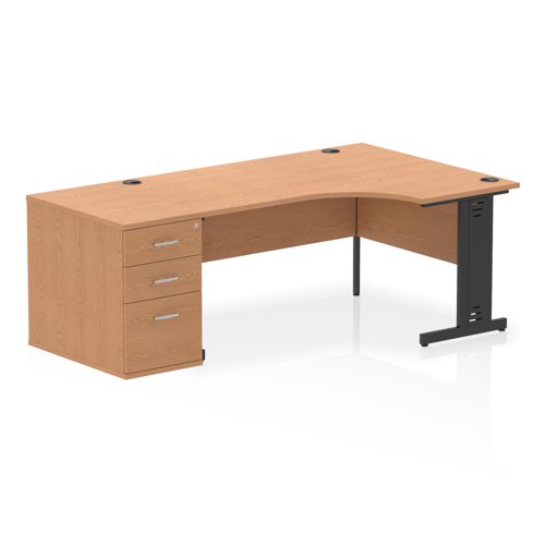RH Desk & D800 Ped Cbl Man Leg OAKBK