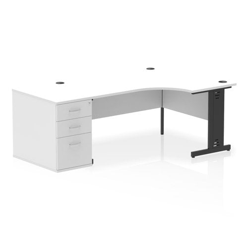 RH Desk & D800 Ped Cbl Man Leg WHBK