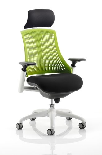 Flex White Frame Green Back wHR