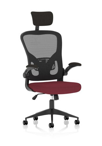 Ace Exec Mesh Chair Fold Arms Chilli