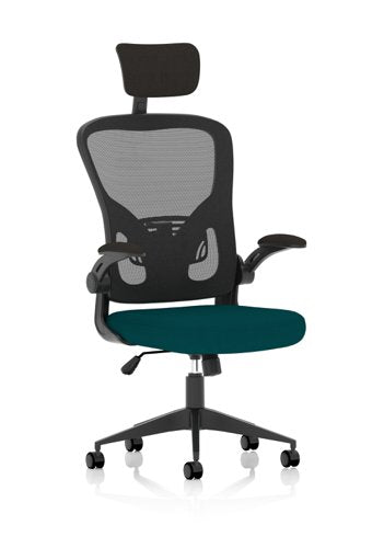 Ace Exec Mesh Chair Fold Arms Teal
