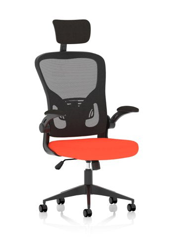 Ace Exec Mesh Chair Fold Arms Orange