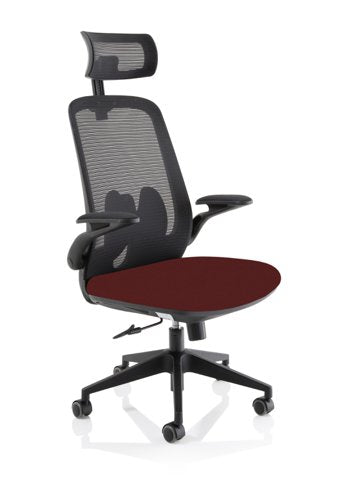 Sigma Exec Mesh Chair FoldArms Chilli