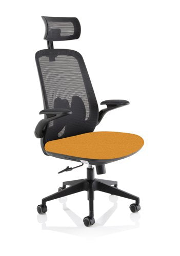 Sigma Exec Mesh Chair FoldArms Yellow