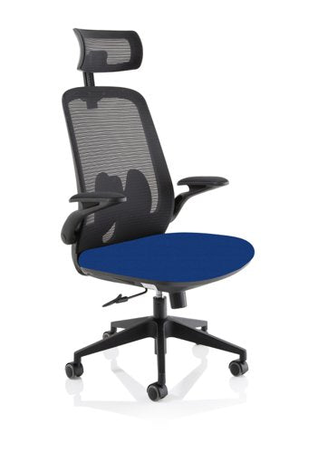 Sigma Exec Mesh Chair Fold Arms Blue